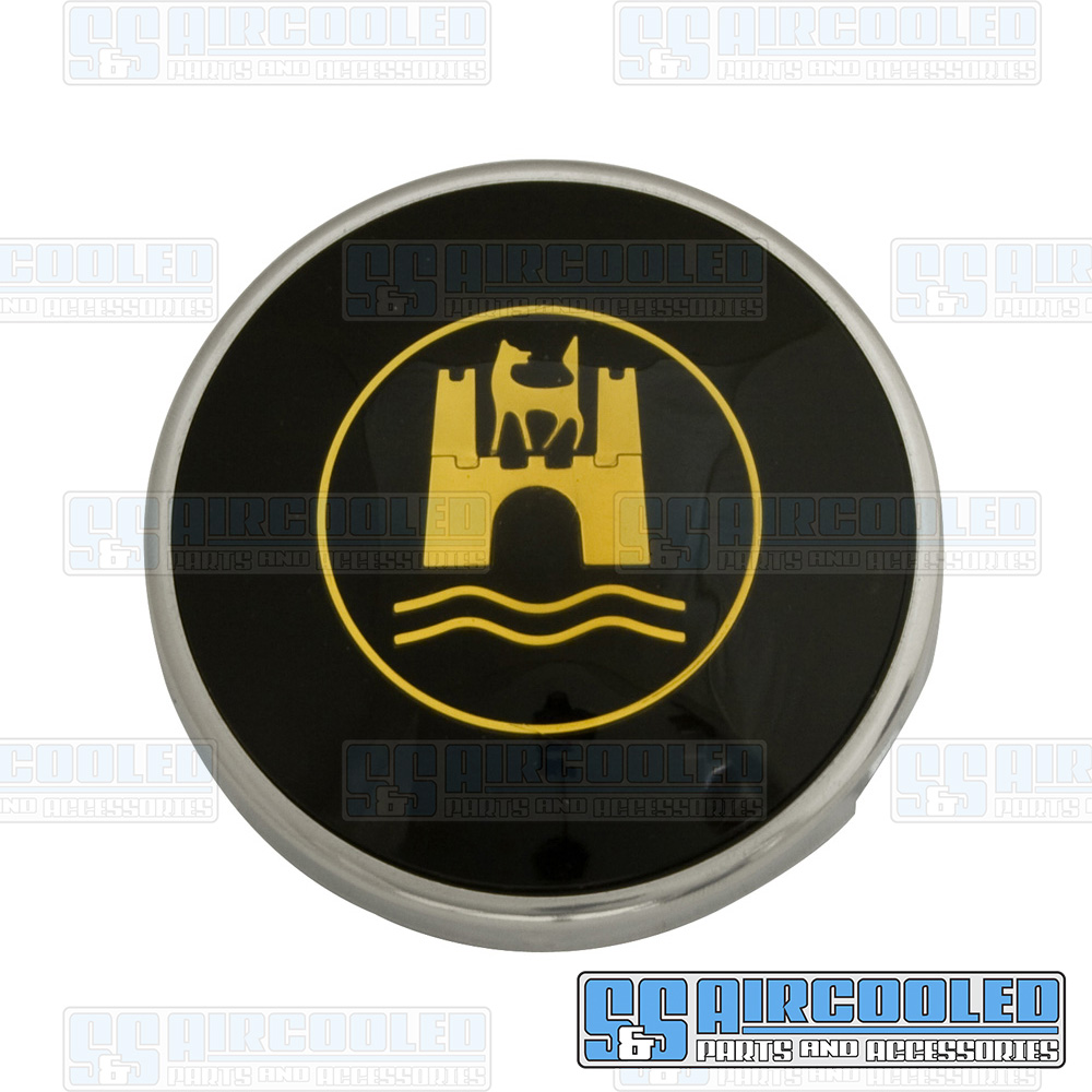 EMPI Horn Button, 79-4061-0, Banjo Style, Black/Gold, VW Bug, Super